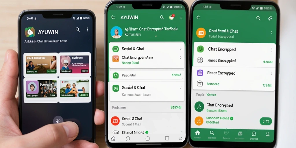Tampilan antarmuka AYUWIN yang modern dan aman untuk chat enkripsi.