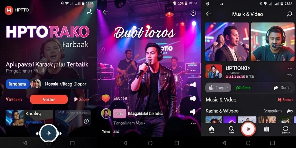 Antarmuka aplikasi HPTOTO saat sesi karaoke berlangsung.