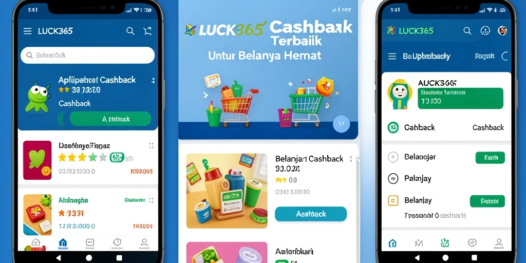 Tampilan antarmuka aplikasi LUCK365 yang mudah digunakan untuk mendapatkan cashback.
