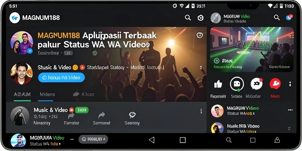 Antarmuka MAGNUM188 dengan koleksi Status WA Video yang menarik.