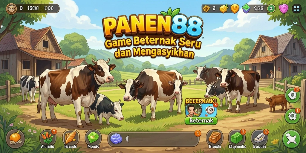 Antarmuka main dari PANEN88 menampilkan pertanian yang indah dan interaktif.