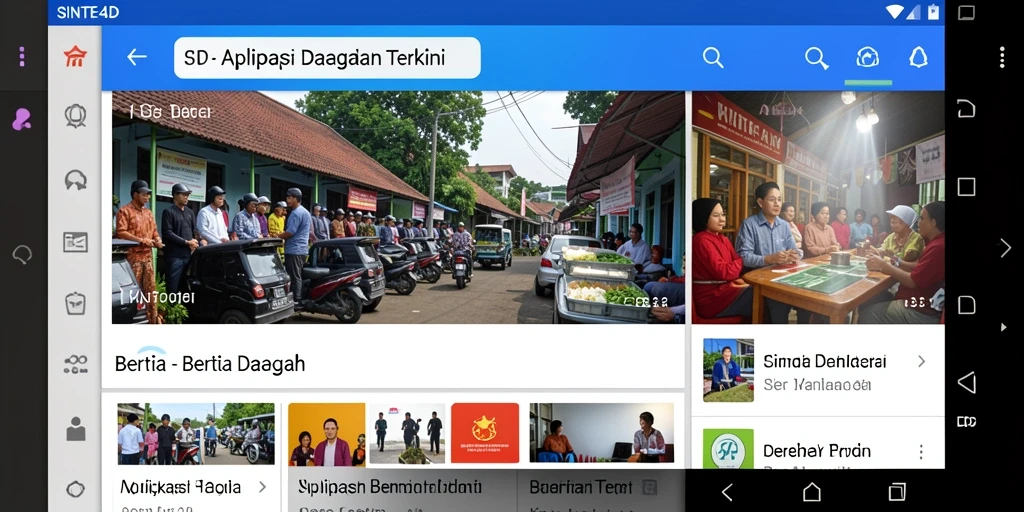 Antarmuka aplikasi SINTE4D menampilkan berita daerah terbaru dengan cara yang menarik.