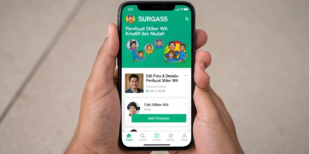 Antarmuka aplikasi Pembuat Stiker WA yang mudah digunakan dan menarik.